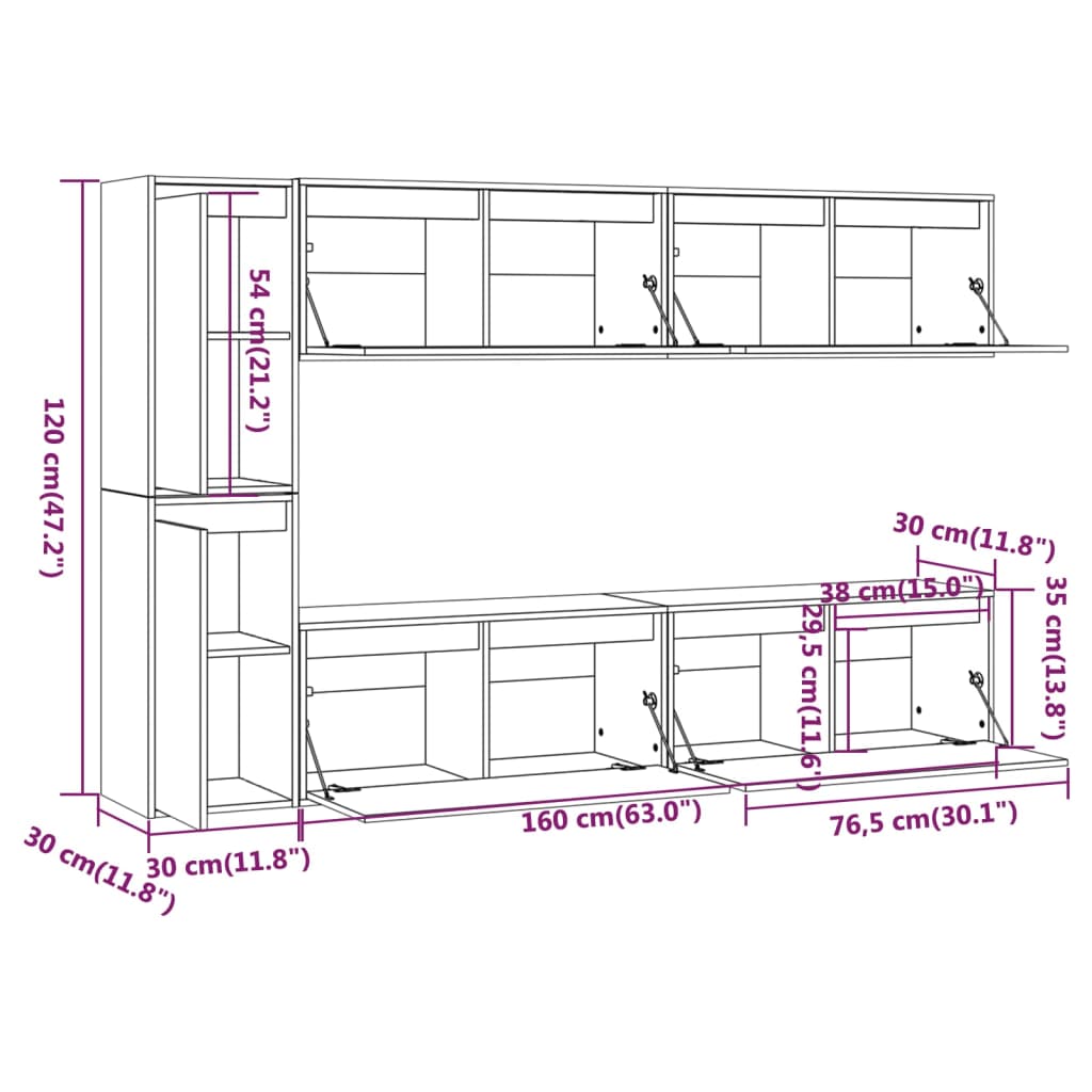 vidaXL Meubles TV 6 pcs Bois de pin massif