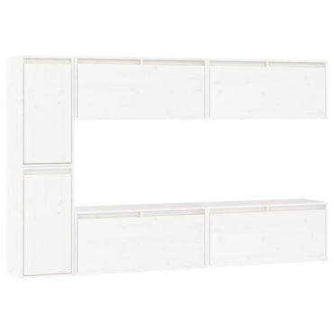 vidaXL Meubles TV 6 pcs Blanc Bois de pin massif