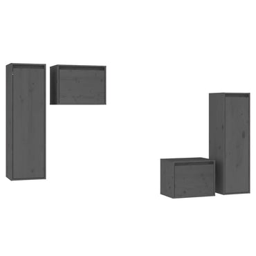 vidaXL Meubles TV 4 pcs Gris Bois de pin massif