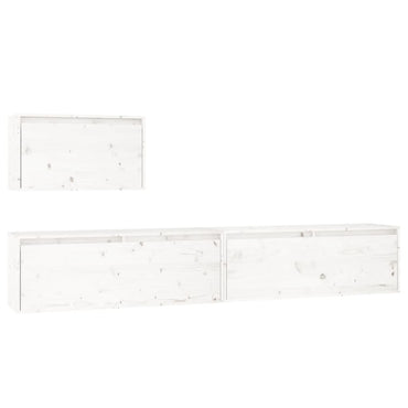 vidaXL Meubles TV 3 pcs Blanc Bois de pin massif