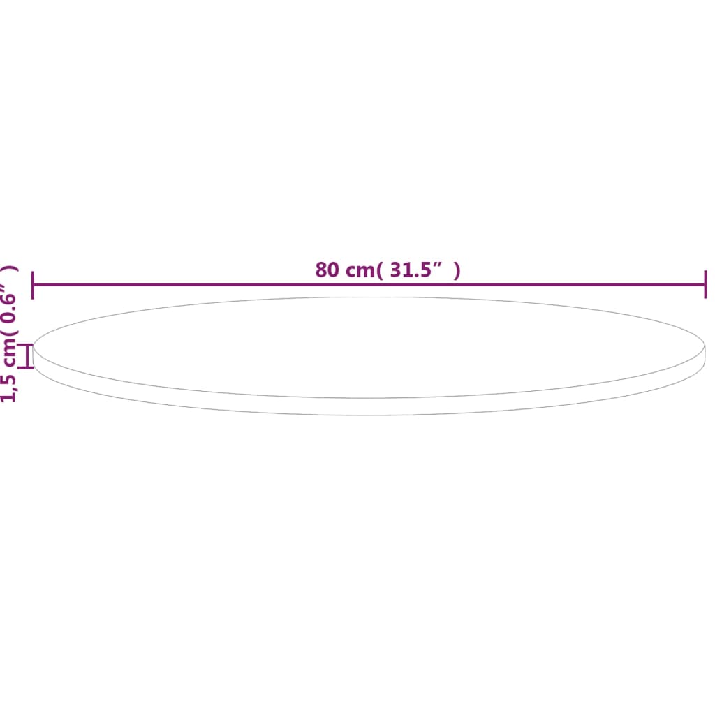 vidaXL Plateau de table rond Ø80x1,5 cm Bois de chêne massif non traité