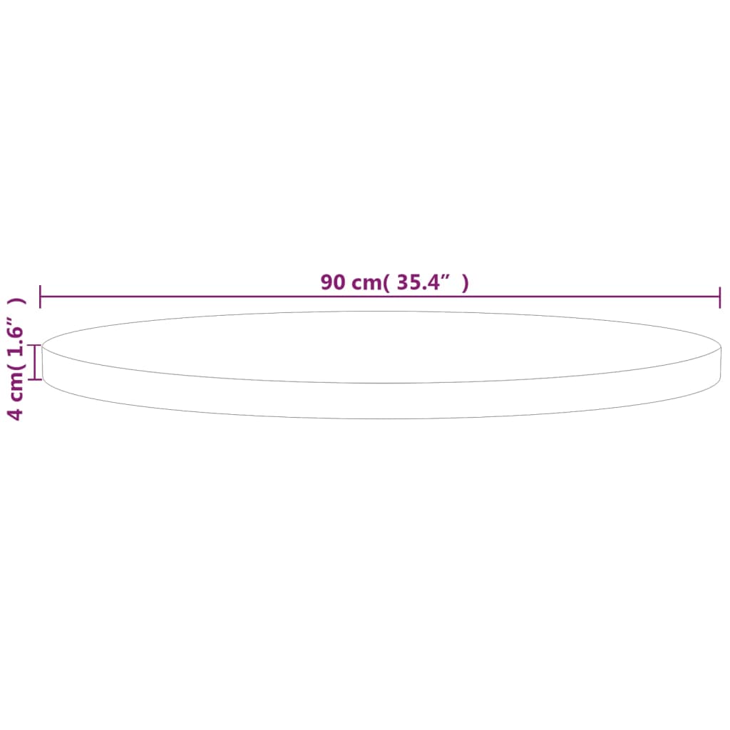 vidaXL Plateau de table rond Ø90x4 cm Bois de chêne massif non traité