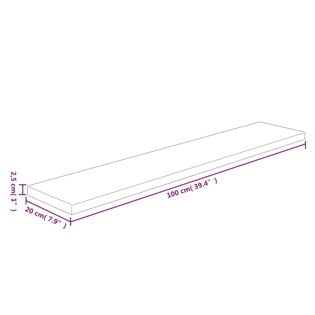 vidaXL Étagère 100x20x2,5 cm Bois de chêne massif non traité