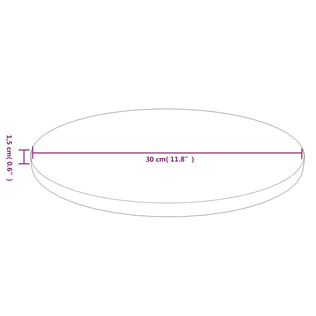 vidaXL Plateau de table rond bois de chêne traité marron clair Ø30x1,5 cm