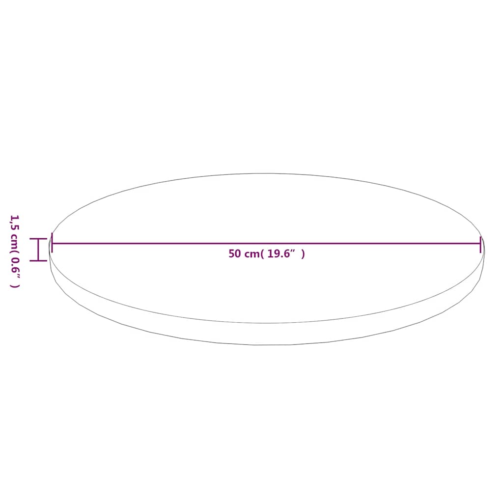 vidaXL Plateau de table rond marron foncé Ø50x1,5 cm en chêne traité