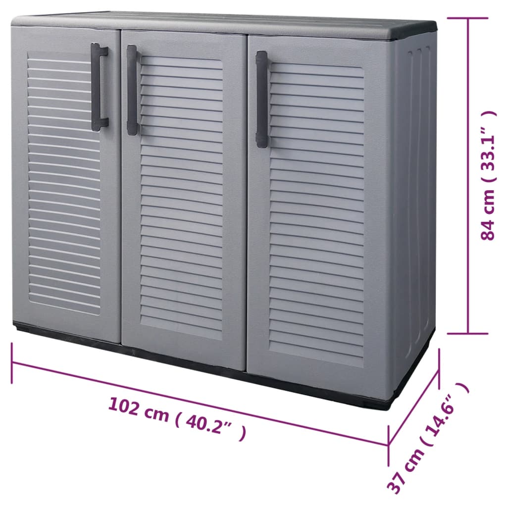vidaXL Armoire de jardin gris et noir 102x37x84 cm PP