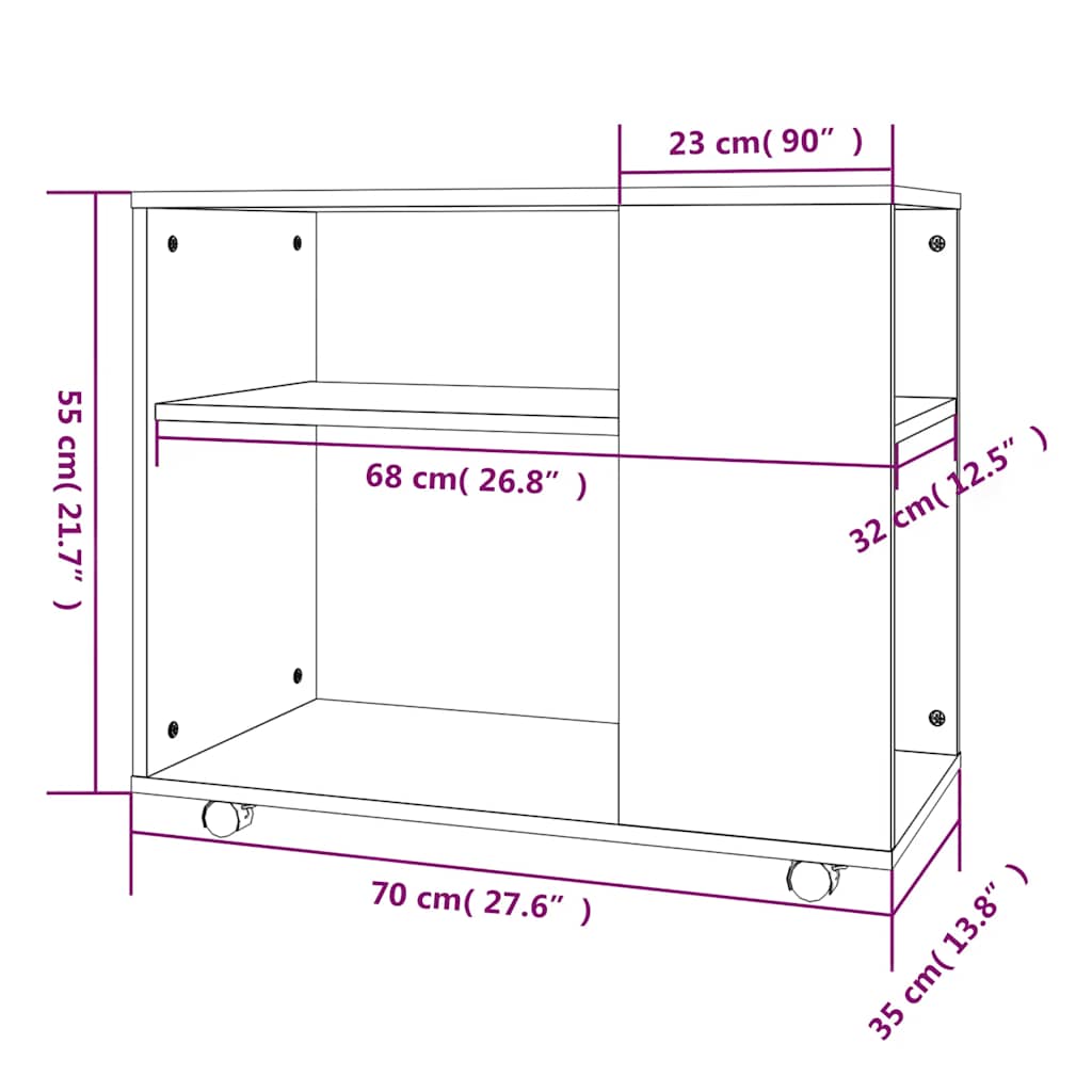 vidaXL Table d'appoint Gris Sonoma 70x35x55 cm Bois d'ingénierie