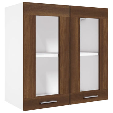 vidaXL Hängeschrank Lyon Glas Braun Eiche-Optik 60x31x60 cm Holzwerkstoff