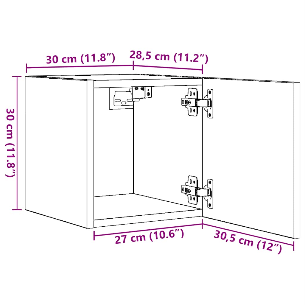 vidaXL TV-Wandschrank Grau Sonoma 30,5x30x30 cm