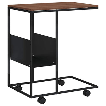 vidaXL Beistelltisch mit Rollen Schwarz 55x36x63,5 cm Holzwerkstoff
