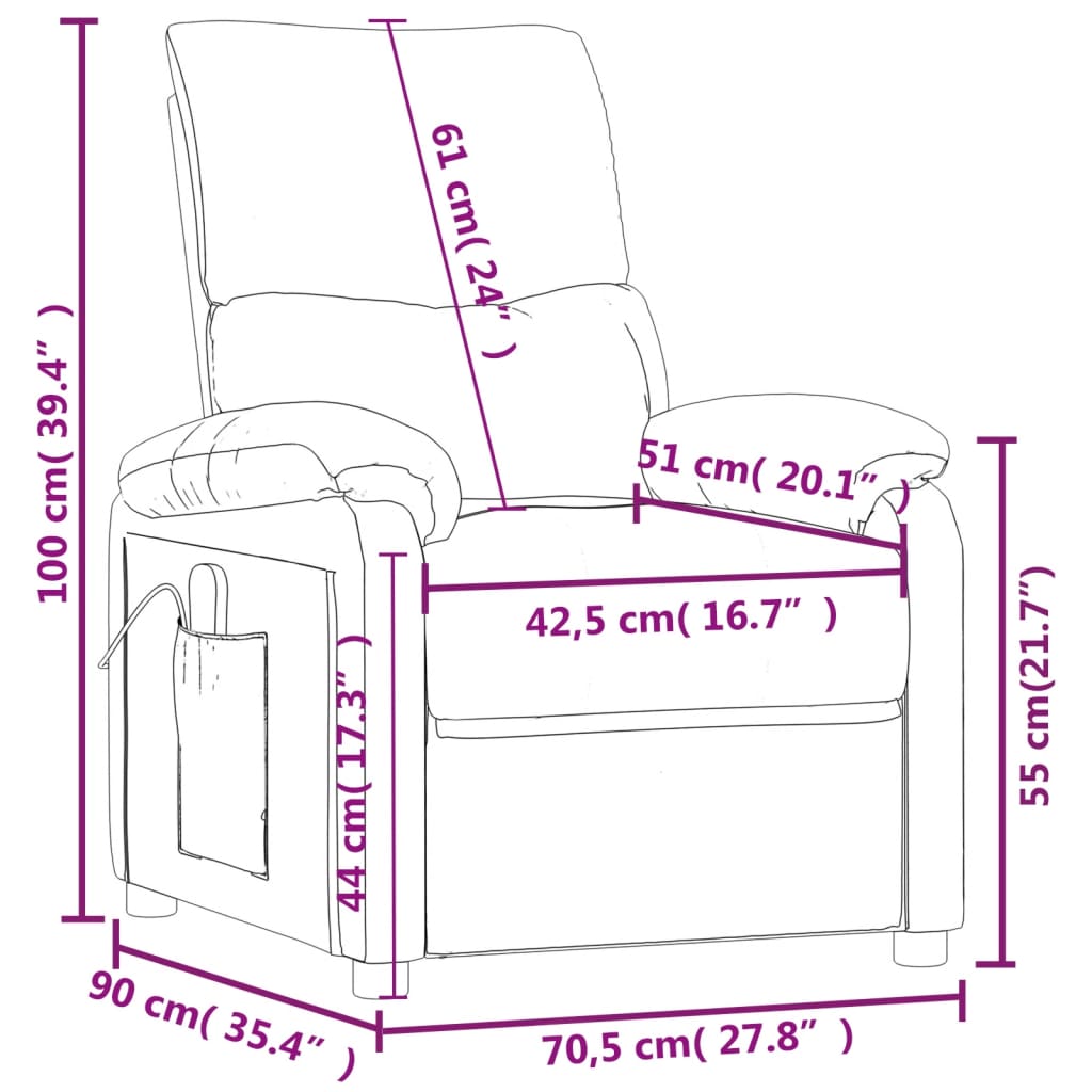 vidaXL Fauteuil relax électrique tissu taupe