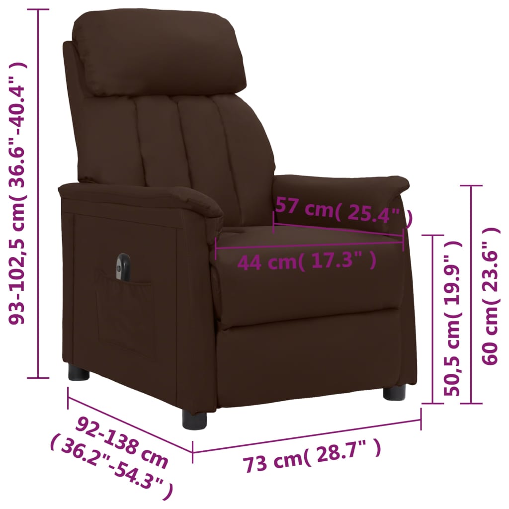 vidaXL Elektrischer Relaxsessel Braun Kunstleder