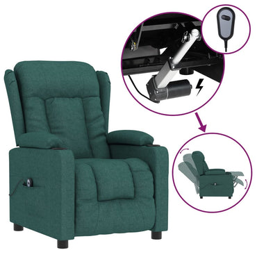 vidaXL Fauteuil relax électrique Vert foncé Tissu