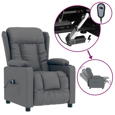 vidaXL Fauteuil relax électrique gris en similicuir