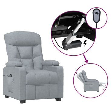 vidaXL Fauteuil relax électrique Gris clair Tissu