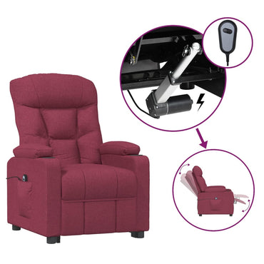 vidaXL Fauteuil relax électrique tissu rouge bordeaux