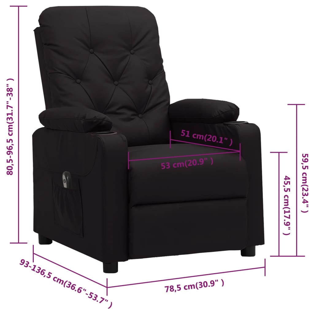 vidaXL Relaxsessel Elektrisch Schwarz Kunstleder