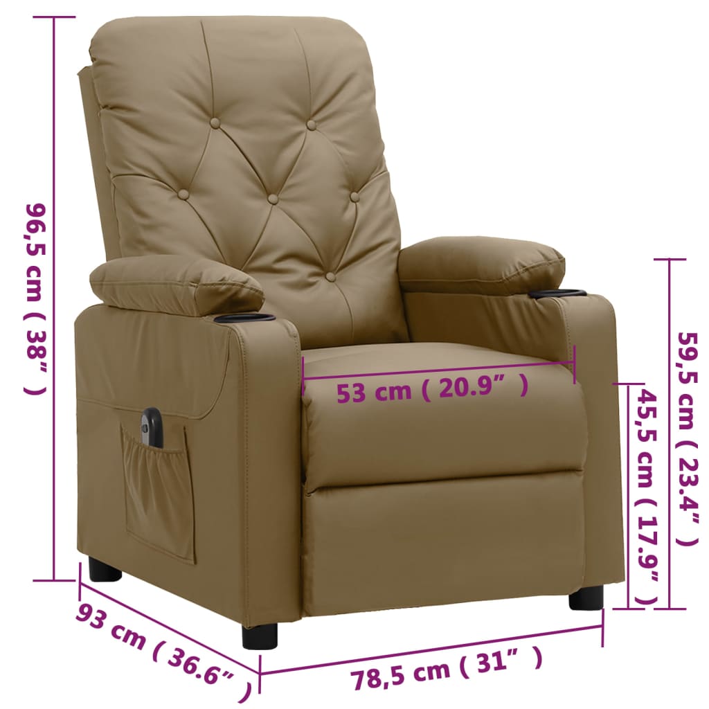 vidaXL Relaxsessel Elektrisch Cappuccino-Braun Kunstleder