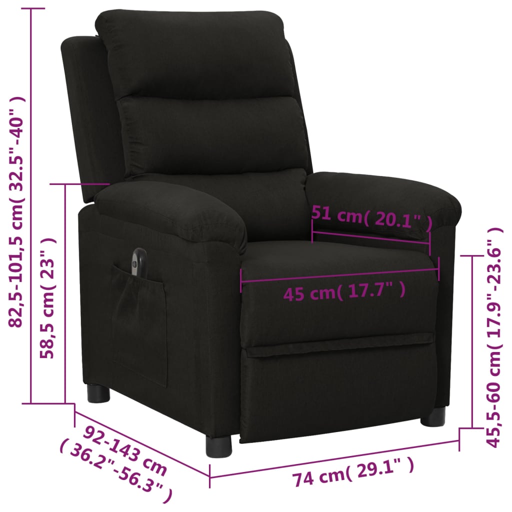 vidaXL Relaxsessel Elektrisch Schwarz Stoff