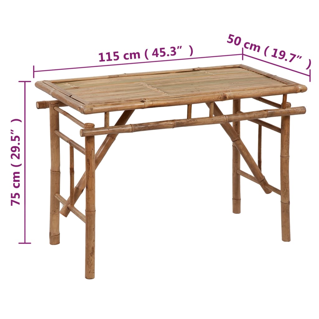 vidaXL Gartentisch Klappbar 115x50x75 cm Bambus