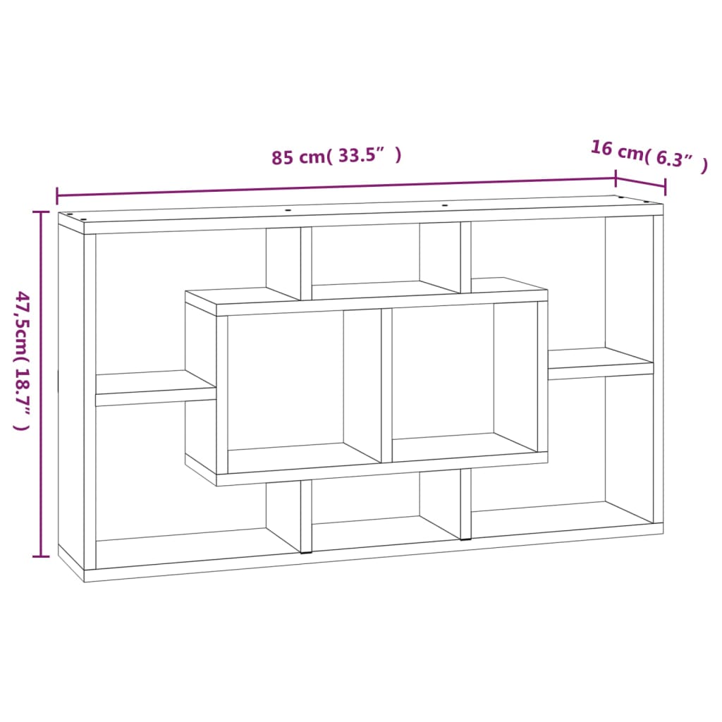 vidaXL Étagère murale à 8 compartiments Noir