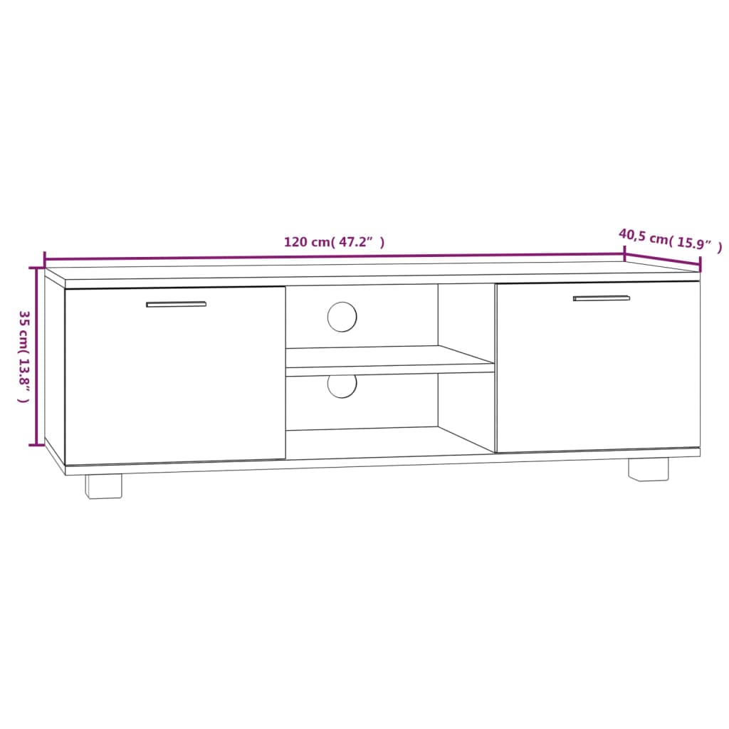 vidaXL Meuble TV Noir 120x40,5x35 cm Aggloméré