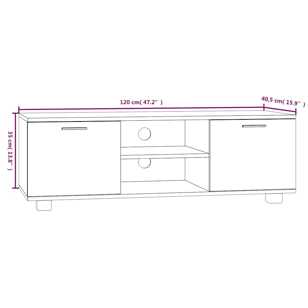 vidaXL Meuble TV chêne fumé 120x40,5x35 cm bois d'ingénierie