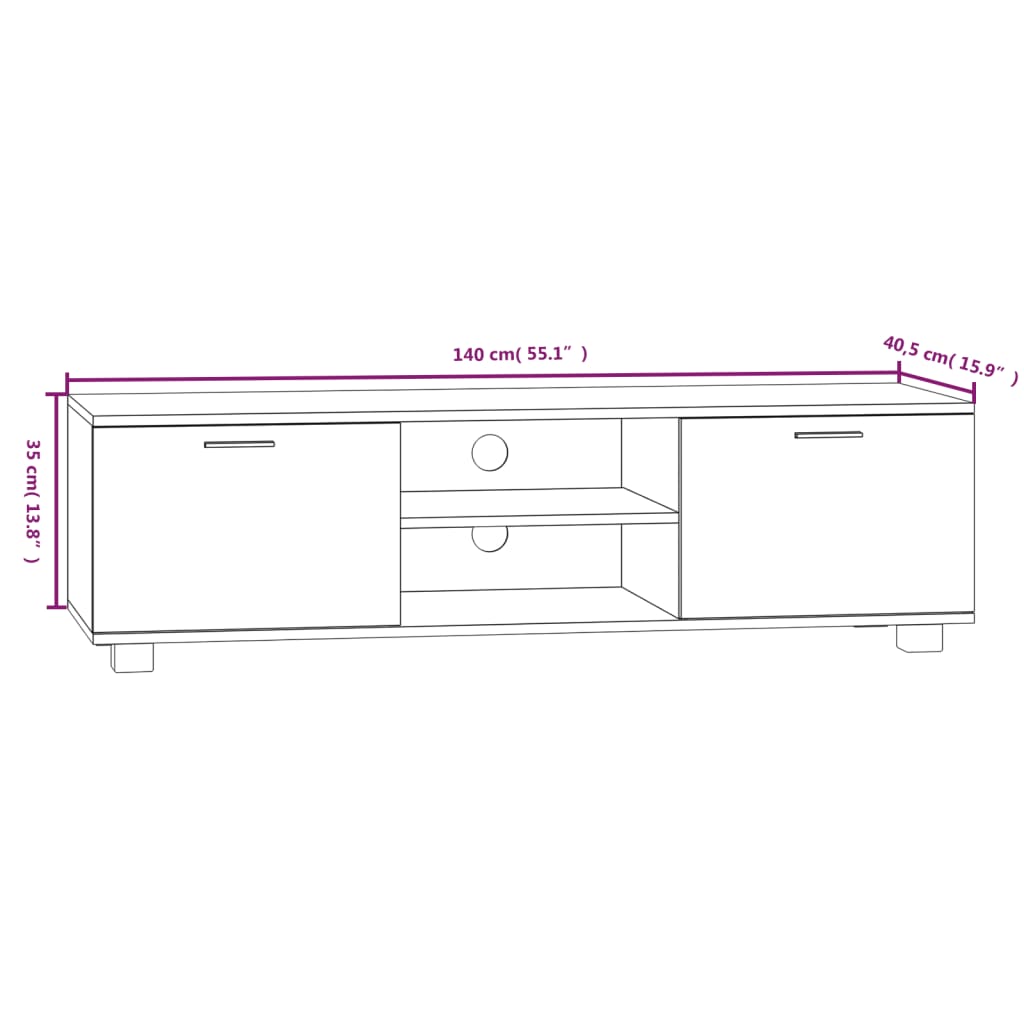 vidaXL Meuble TV chêne fumé 140x40,5x35 cm Aggloméré