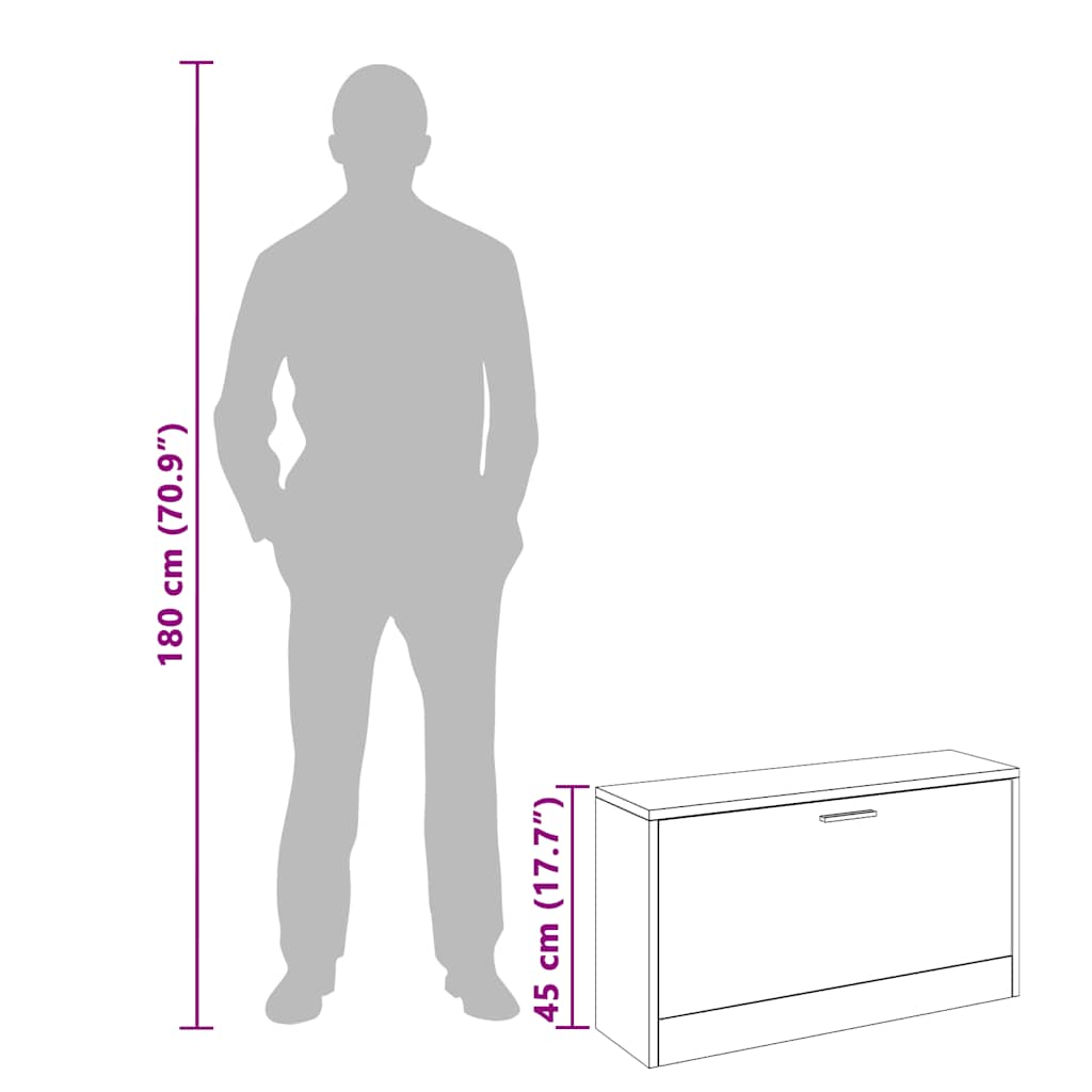 Schuhbank Schwarz 80 x 24 x 45 cm Holzwerkstoff