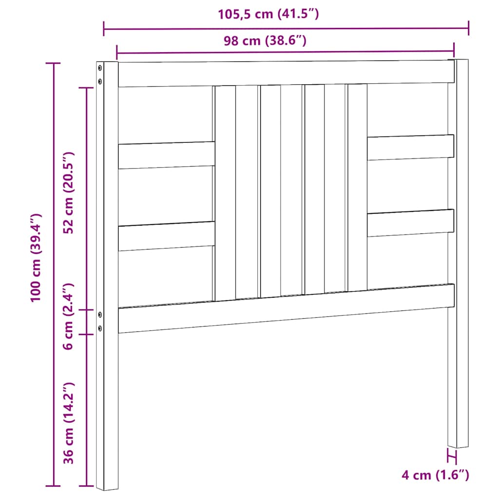 vidaXL Kopfteil Weiß 106x4x100 cm Massivholz Kiefer