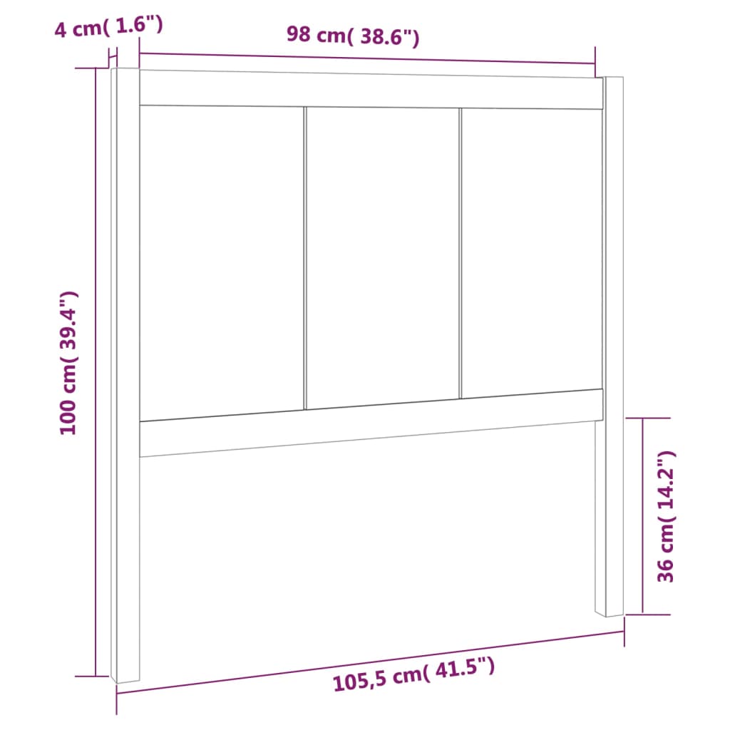 vidaXL Kopfteil 105,5x4x100 cm Massivholz Kiefer