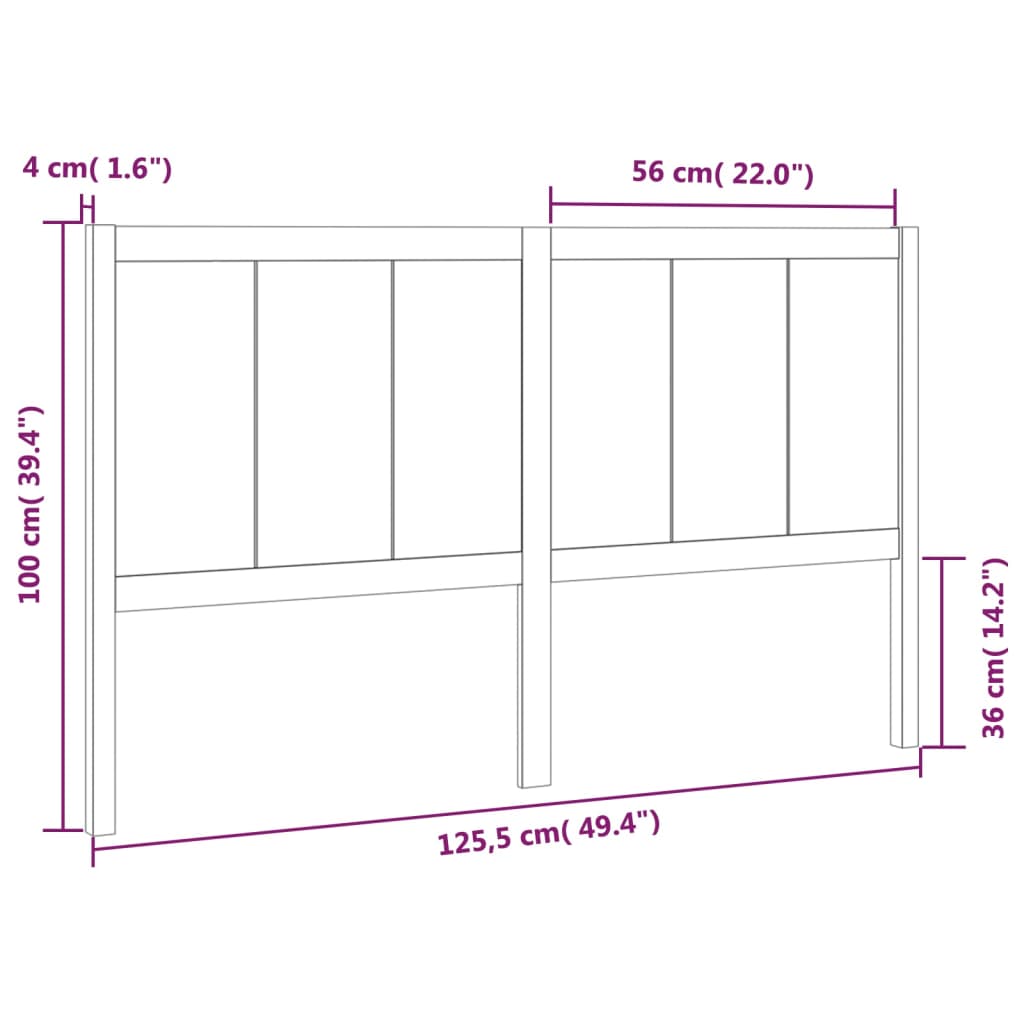 vidaXL Kopfteil 125,5x4x100 cm Massivholz Kiefer
