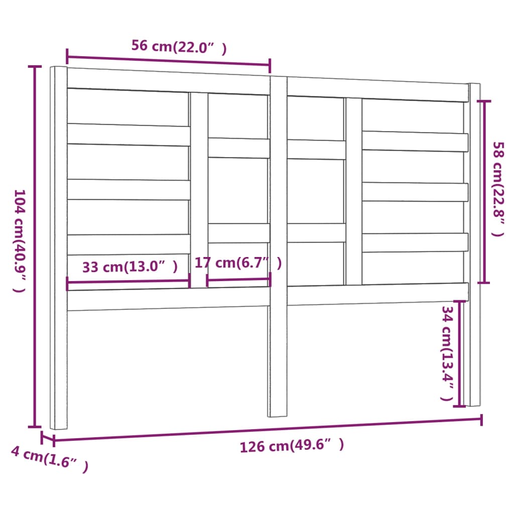 vidaXL Bett-Kopfteil Honigbraun 126x4x104 cm Massivholz Kiefer