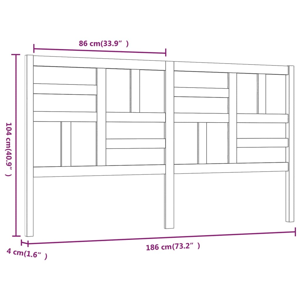 vidaXL Bett-Kopfteil Weiß 186x4x104 cm Massivholz Kiefer