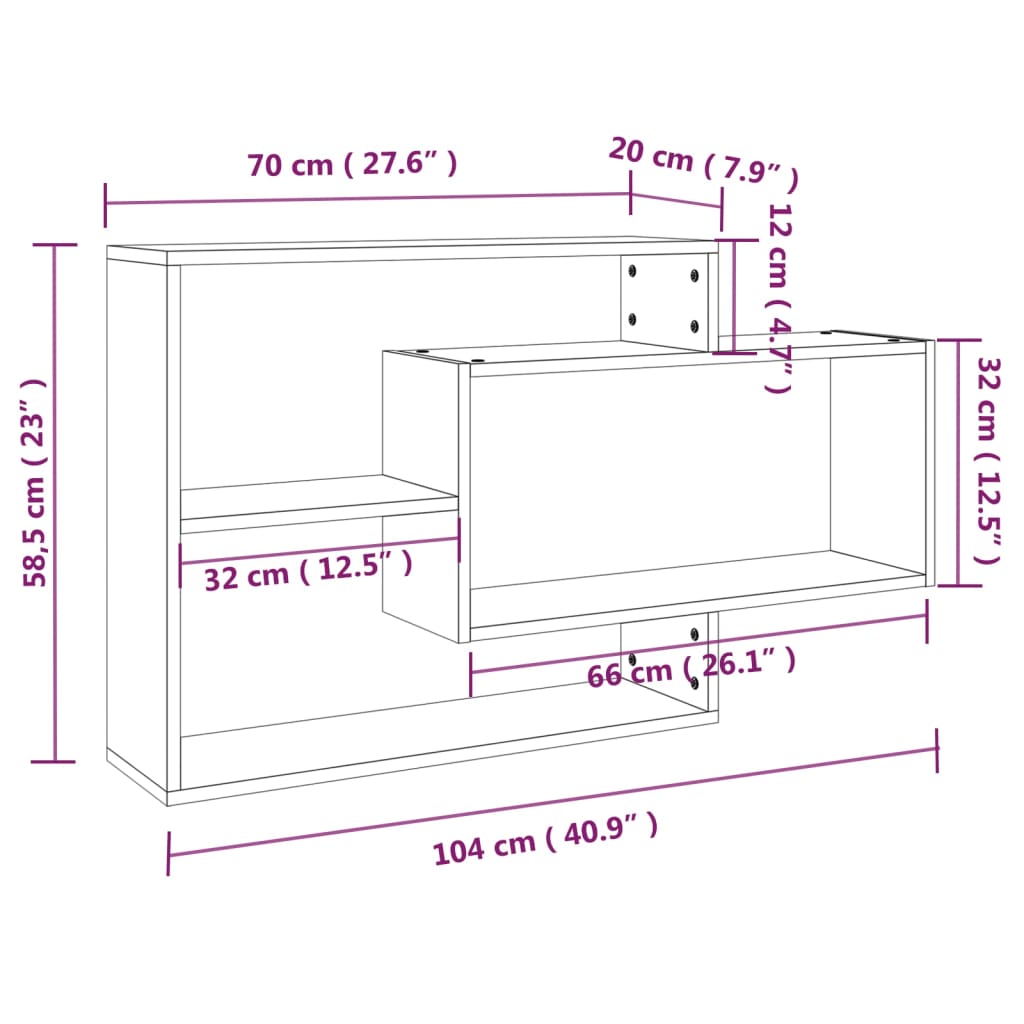 vidaXL Wandregal Braun Eichen-Optik 104x20x58,5 cm Holzwerkstoff