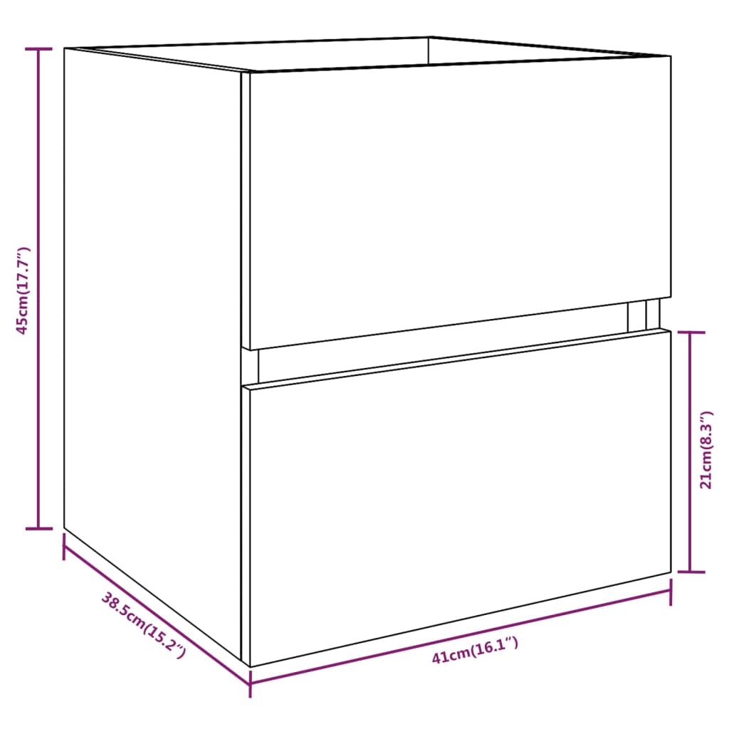vidaXL Waschbeckenunterschrank Räuchereiche 41x38,5x45cm Holzwerkstoff
