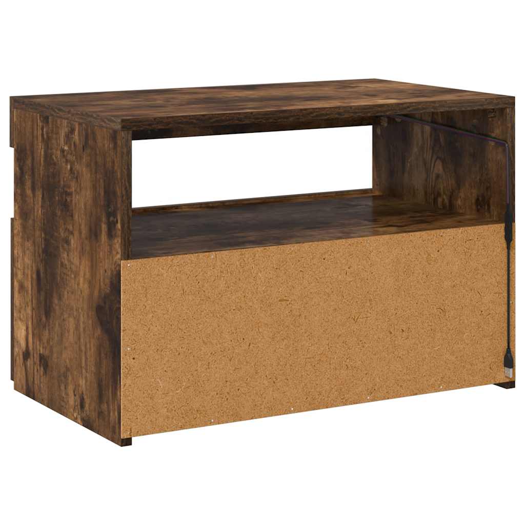 vidaXL TV-Schrank mit LED-Leuchten Räuchereiche 60x35x40 cm