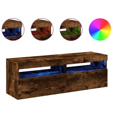 vidaXL Meubles TV 2 pcs avec lumières LED Chêne fumé 60x35x40 cm