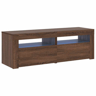 Meuble TV vidaXL avec lumières LED marron aspect chêne 120x35x40 cm