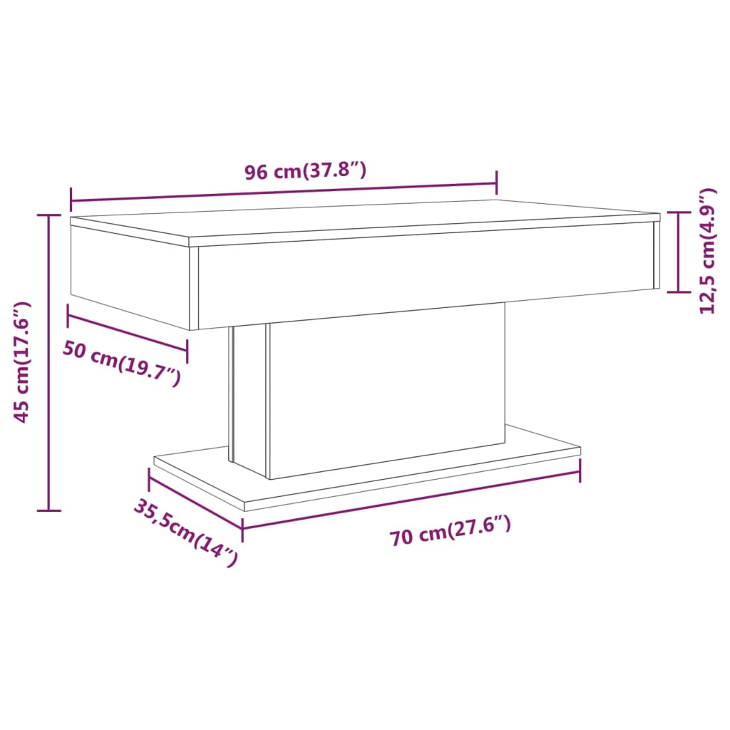 vidaXL Couchtisch Räuchereiche 96x50x45 cm Holzwerkstoff