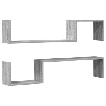 vidaXL Wandregale 2 Stk. Grau Sonoma 100x15x20 cm Holzwerkstoff