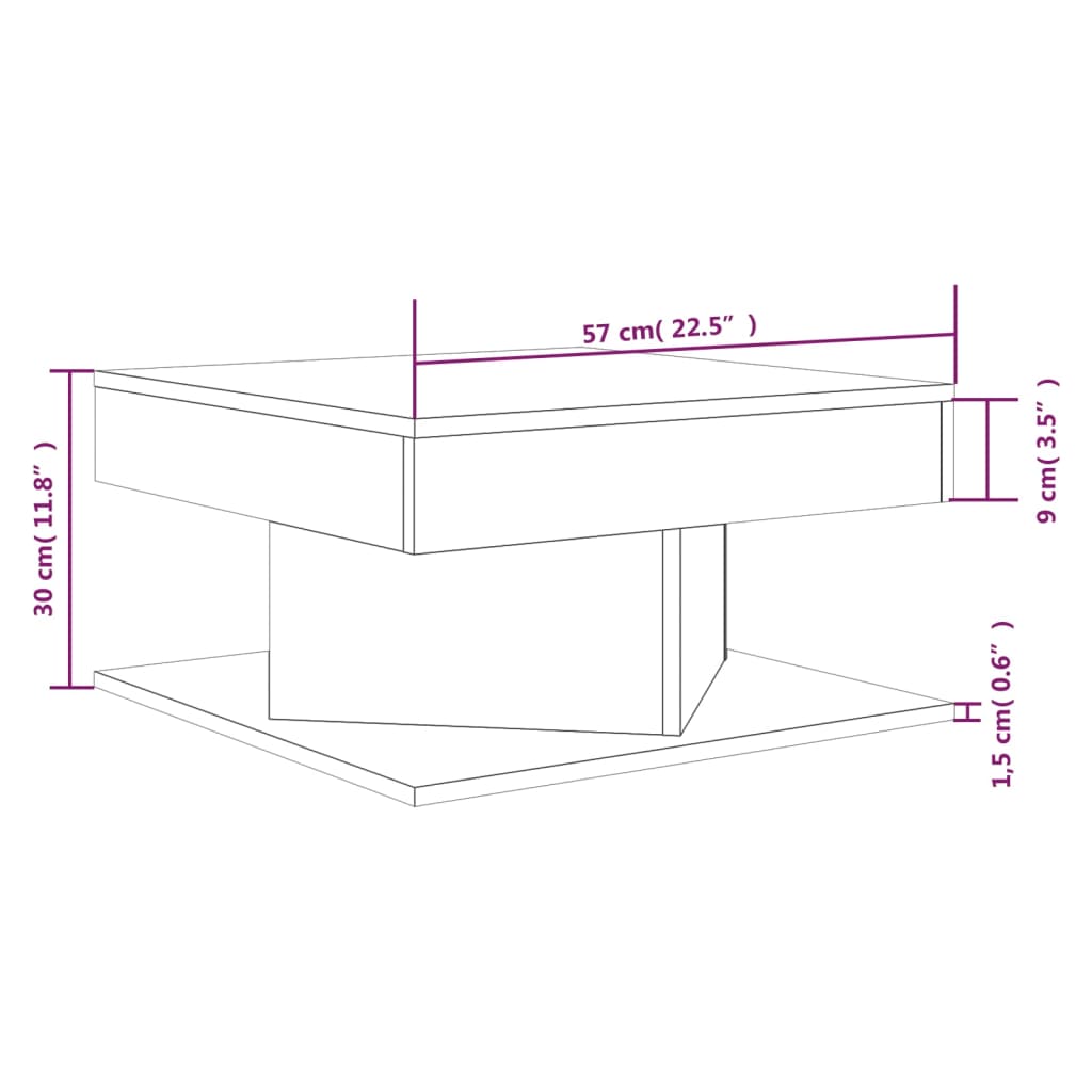 vidaXL Couchtisch Räuchereiche 57x57x30 cm Holzwerkstoff