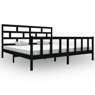 vidaXL Lit en bois massif Noir Pin 180x200 cm