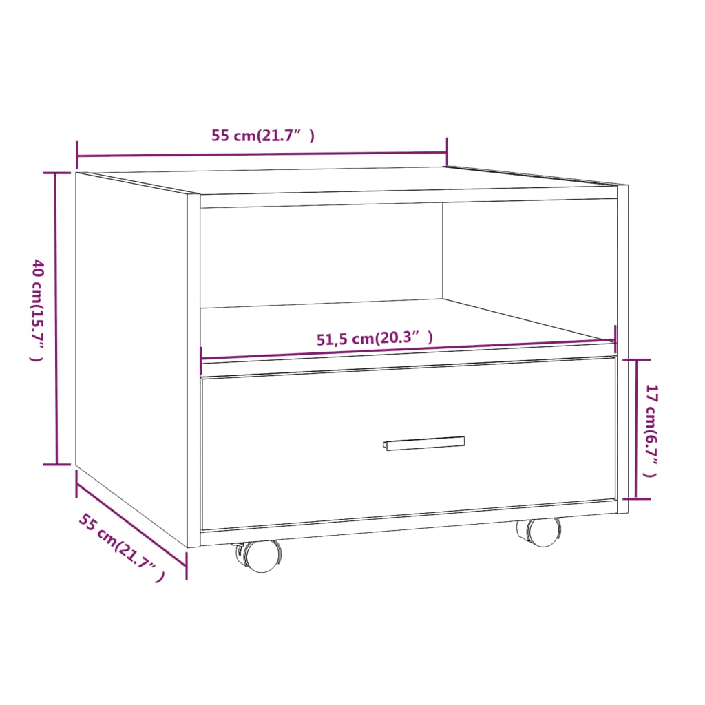 vidaXL Table basse gris béton 55x55x40 cm aggloméré
