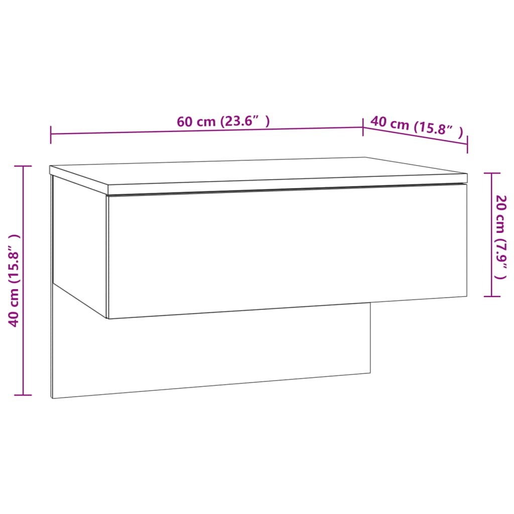 vidaXL Tables de chevet murales 2 pcs Blanc brillant