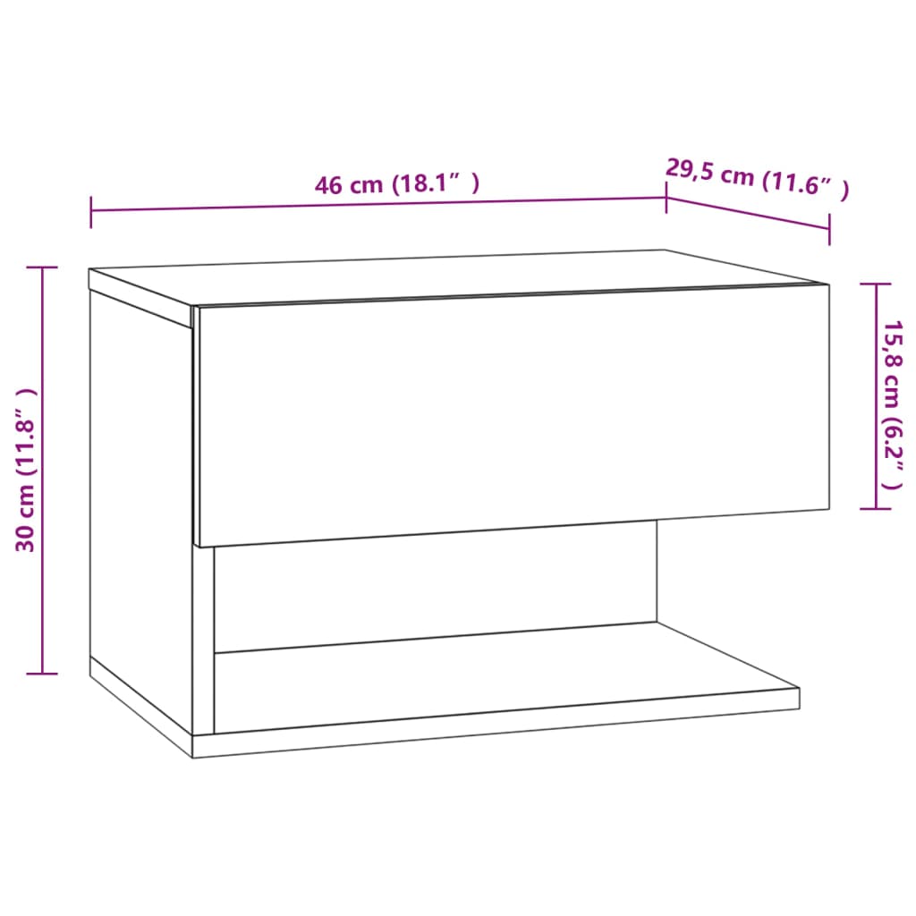 vidaXL Table de chevet murale Blanc