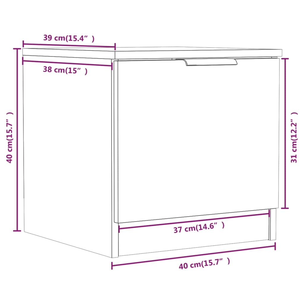 vidaXL Tables de chevet 2 pcs Noir 40x39x40 cm