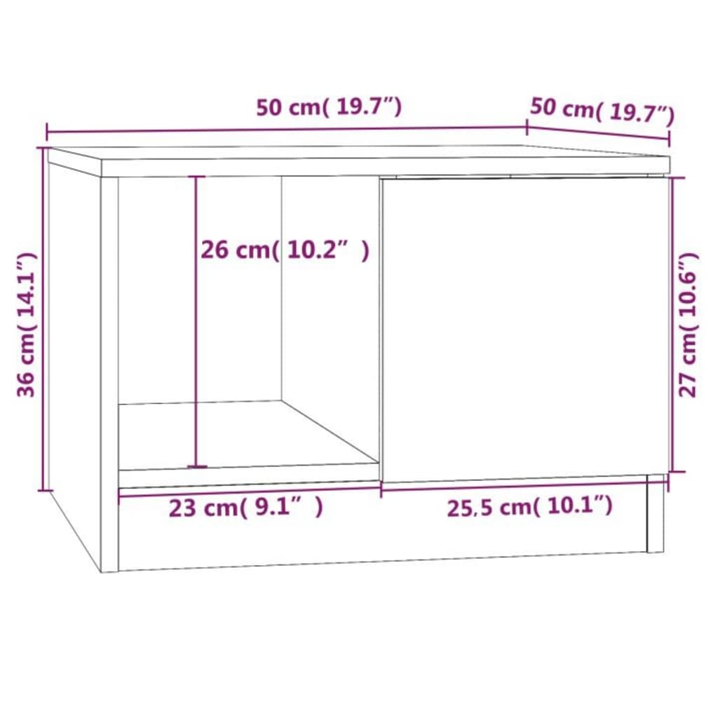 vidaXL Couchtisch Hochglanz-Weiß 50x50x36 cm Holzwerkstoff