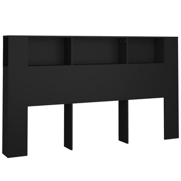 vidaXL Kopfteil mit Ablagen Schwarz 180x18,5x104,5 cm