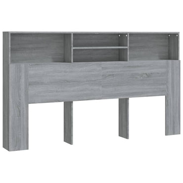 vidaXL Kopfteil mit Ablagen Grau Sonoma 180x19x103,5 cm